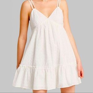 WHITE EYELET LACE DRESS